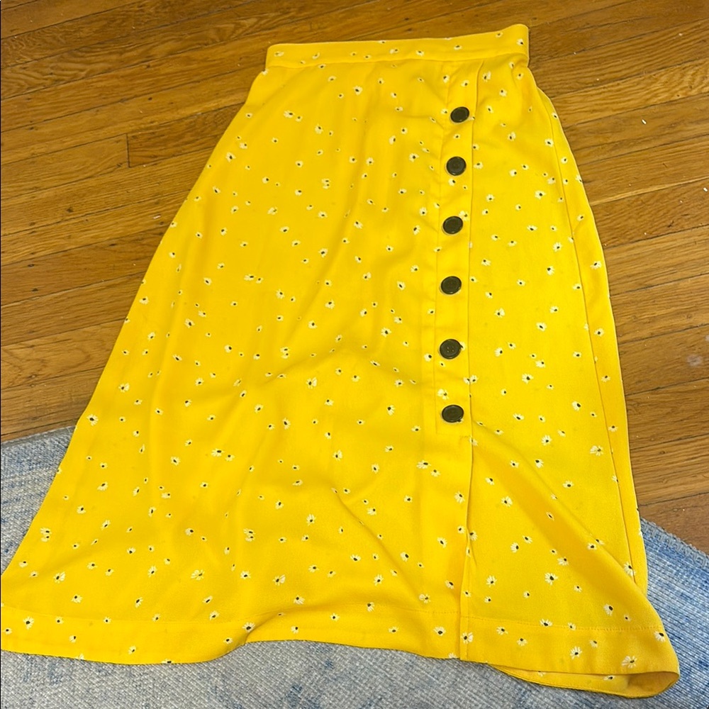 Yellow Button-Down Floral Skirt